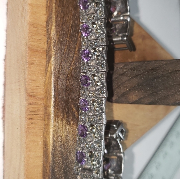 Vintage sterling silver amethyst bracelet - Picture 1 of 4